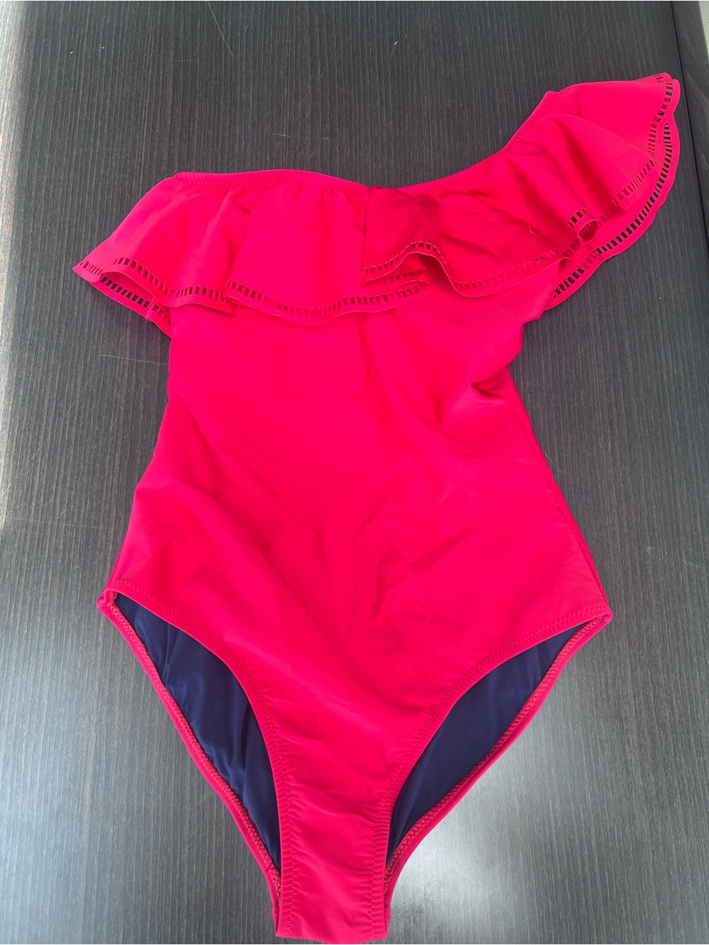 MOUILLE Swim One-Shoulder Ruffle Swimsuit (Red)